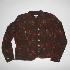Christopher & Banks Brown Embroidered Jean Jacket